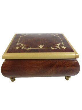 San Francisco Music Box Co. VINTAGE Inlaid Maple Wood Music Box, 4.5"x4"x2.5"